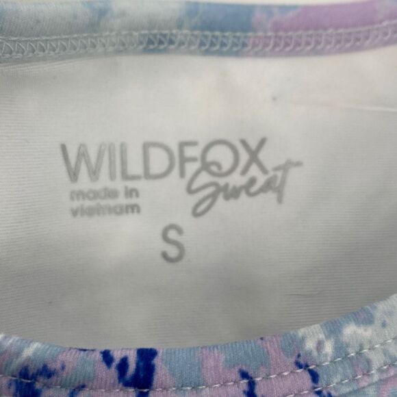 Wildfox‎ | Blue & Pink Watercolor Tie-Dye Twist-Front Crop Tank Small New - Picture 10 of 13
